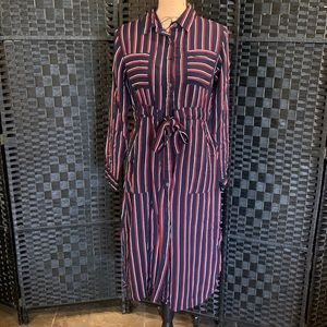 Red white and navy blue stripped dress in size medium